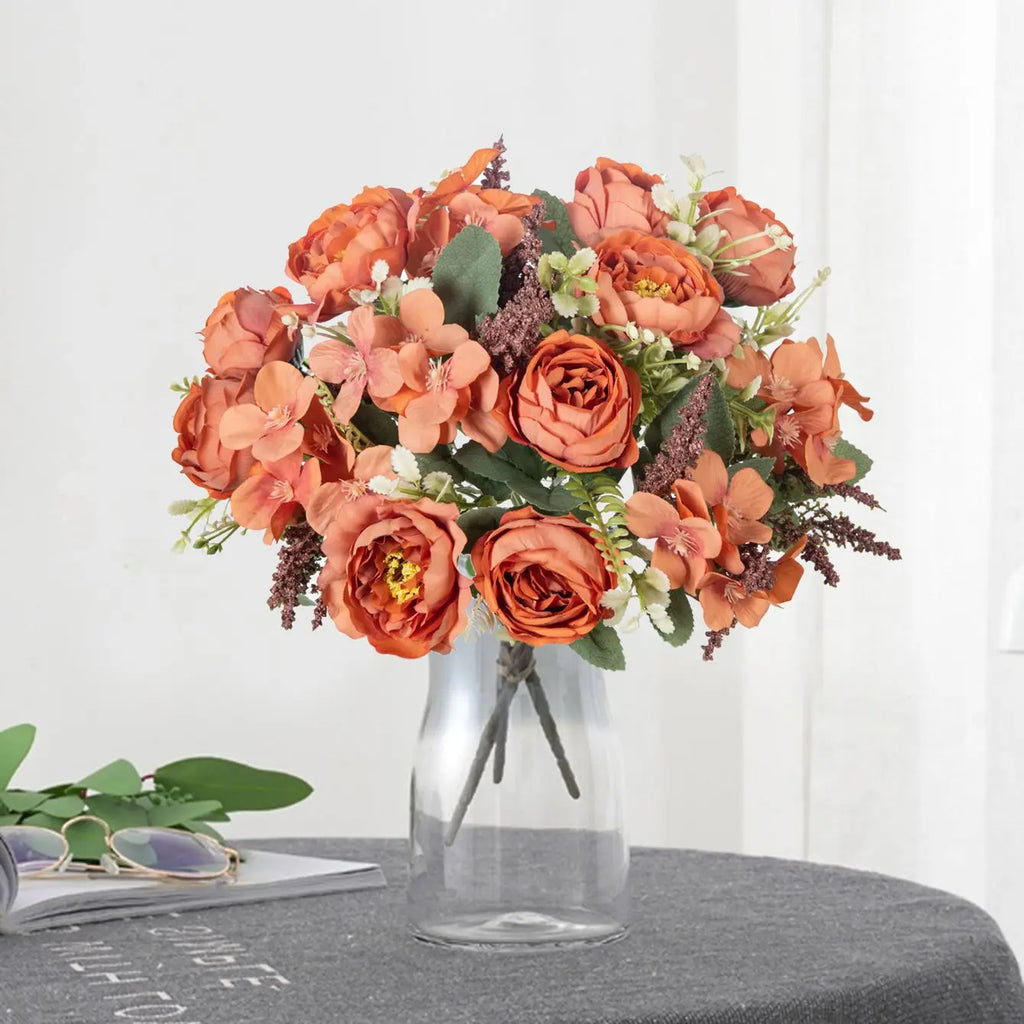 Artificial Silk Peony Hydrangea Bouquet | Wedding & Home Decor Artificial Flower Bouquet Babs
