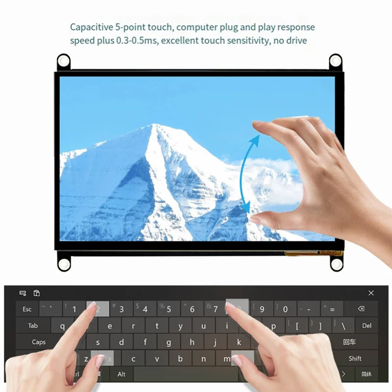 10.1" IPS Touch Screen LCD 1024x600 HD for Raspberry Pi 4B LCD Touch Screen Monitor Babs
