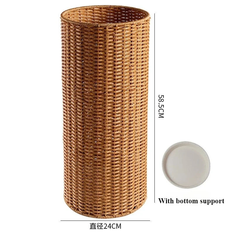 Woven Umbrella Stand Holder – Vintage Rattan-Style Décor Umbrella Stand Babs Cylinder-Light brown