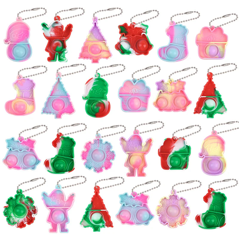Christmas Pop Keychains Santa Snowflake Xmas Tree Ornaments Christmas Ornaments Babs Mix 30Pcs