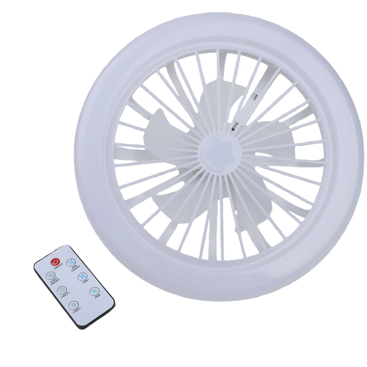 LEENKEA E27 2-in-1 LED Fan Bulb with Remote Control LED Fan Bulb Babs White light