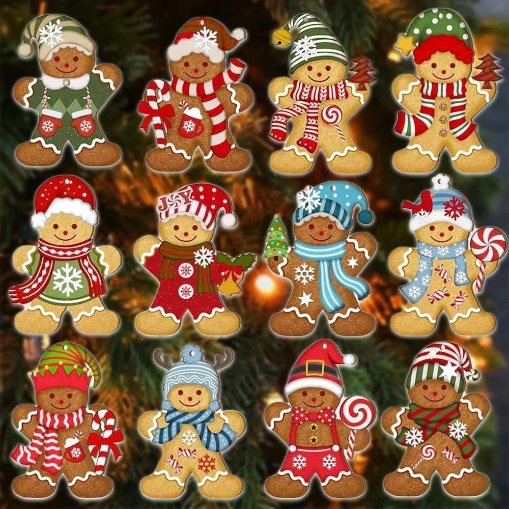 Wooden Gingerbread Man Christmas Ornaments Set of 12 – DIY Xmas Christmas Tree Ornaments Babs