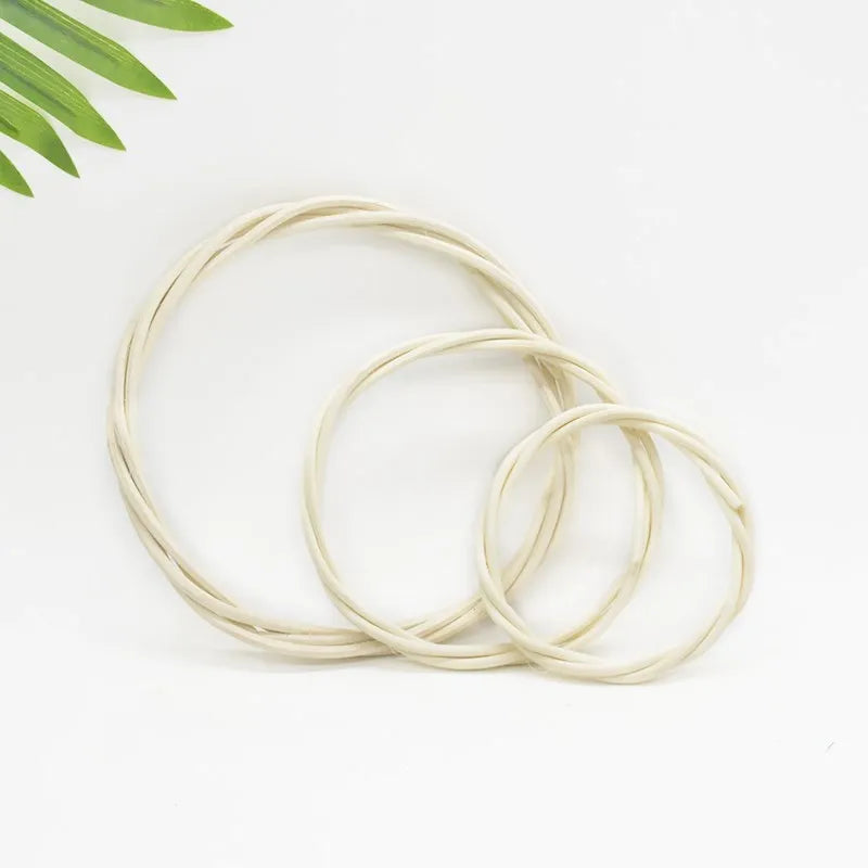 Beige Rattan Ring Wreath – Wedding & Christmas Home Décor Hoop Decorative Wreath Hoop Babs