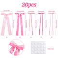 20-Piece Pink Bow Wall Decor – DIY Ribbon Bow Garland Set Party Wall Decor Babs 20pcs