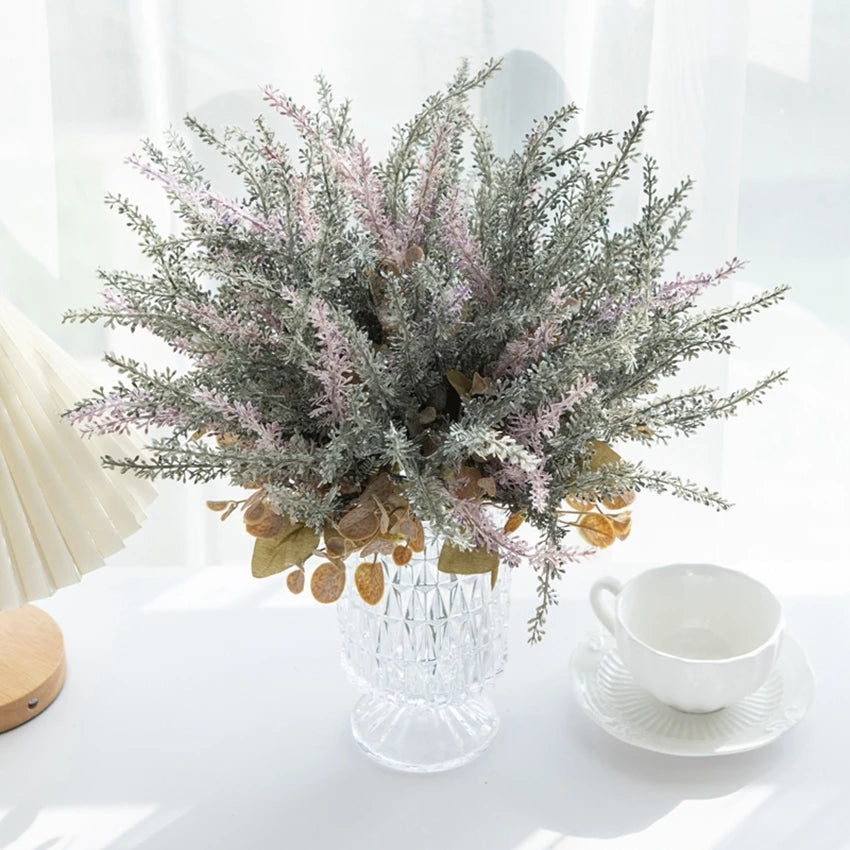 Artificial Lavender Wheat Bouquet – Faux Flower Home Decor Artificial Flower Bouquet Babs