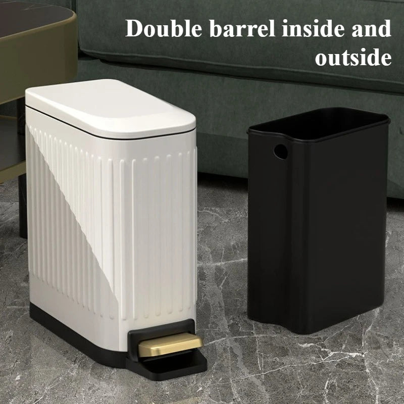 Stainless Steel Foot Pedal Trash Can with Lid – 10L Modern Foot Pedal Trash Can Babs