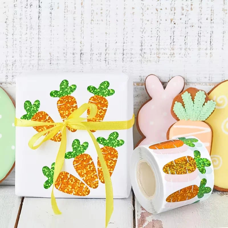 500Pcs Glitter Carrot Easter Stickers – Party & Gift Labels Easter Craft Stickers Babs