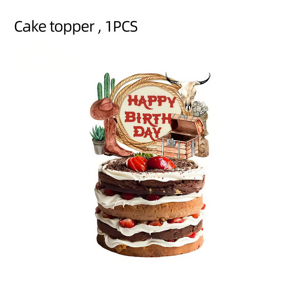 Wild West Cowboy Party Decoration Set – Balloons, Plates & Cups Party Decoration Set Babs 1pc cake topper others