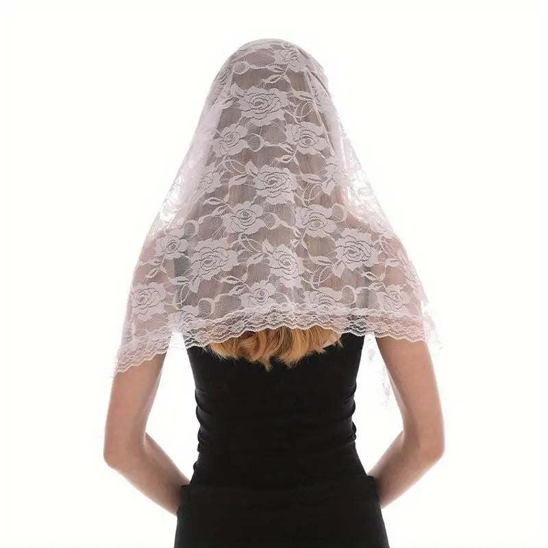 Women's Embroidered Mantilla Lace Scarf – Sheer Floral Shawl Lace Mantilla Scarf Babs