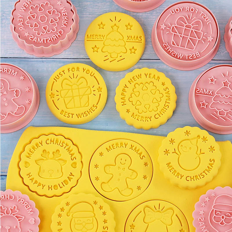 8-Pc Christmas Cookie Cutters & Stamp Set – Holiday Baking Cookie Cutter Set Babs