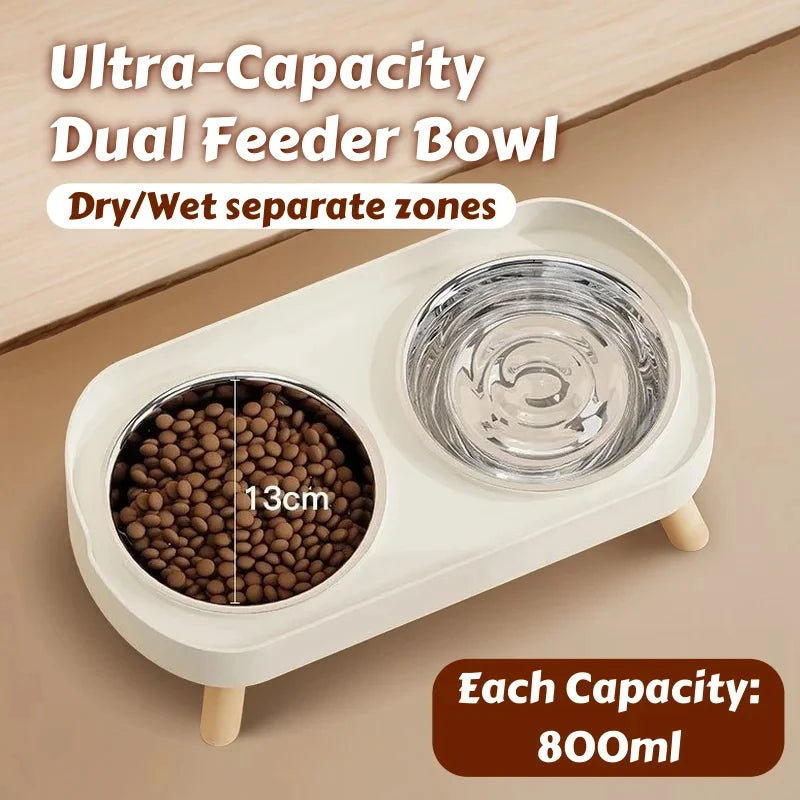 Elevated Dog Feeder with 2 Stainless Steel Bowls – Multicolour Elevated Pet Feeder Babs