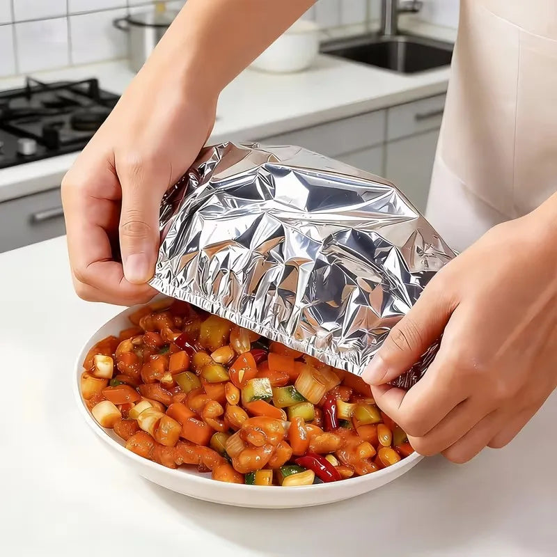 Reusable Aluminum Foil Food Cover Sheets | Heat-Preserving, 10–100 Pcs Aluminum Foil Food Cover Babs