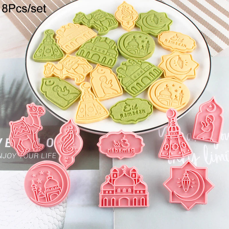 Eid Mubarak & Ramadan Cookie Cutter Set – Islamic Baking Molds Cookie Cutter Set Babs 8Pcs-D