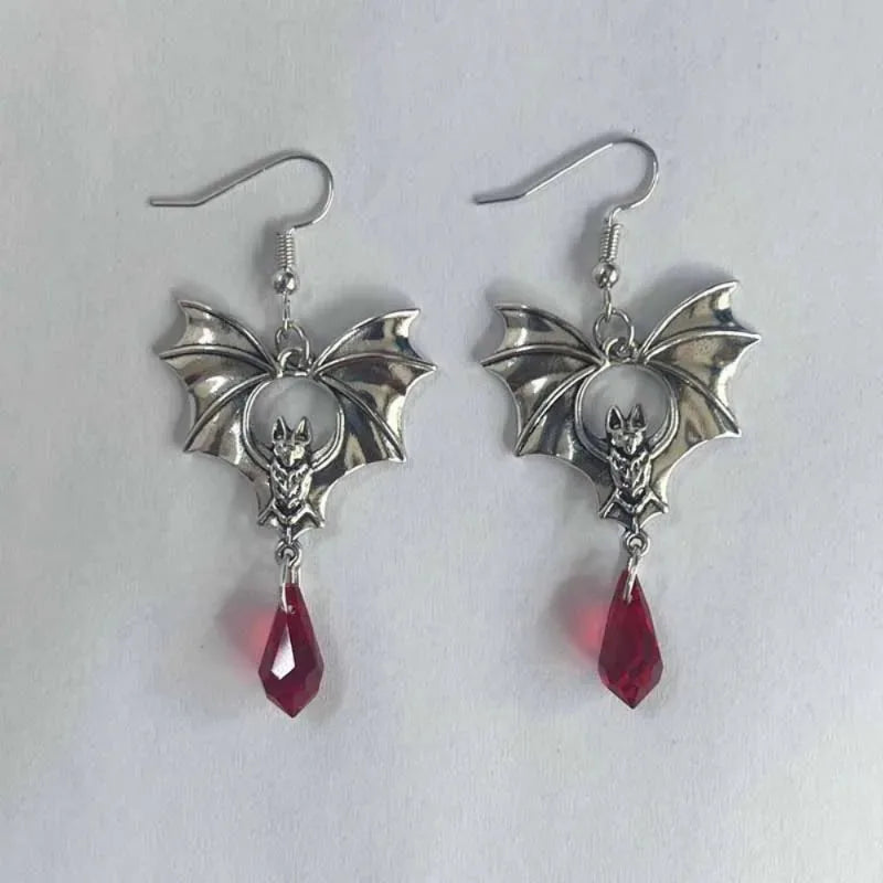 Gothic Vampire Bat Drop Earrings – Witch Jewelry Zinc Alloy Gothic Drop Earrings Babs
