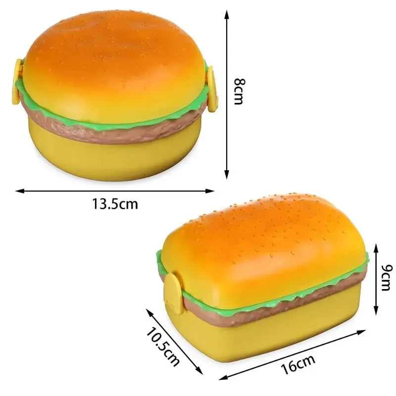 Cute Hamburger Bento Box – Double Tier Kids Lunch Container Kids Bento Lunch Box Babs