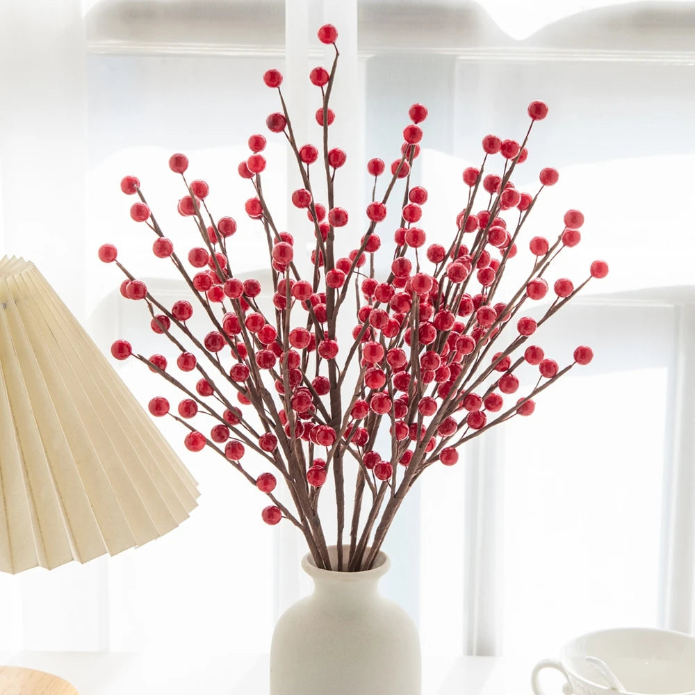Artificial Holly Berry Branches Christmas Wedding Decor 4 Pcs Artificial Plant Decor Babs
