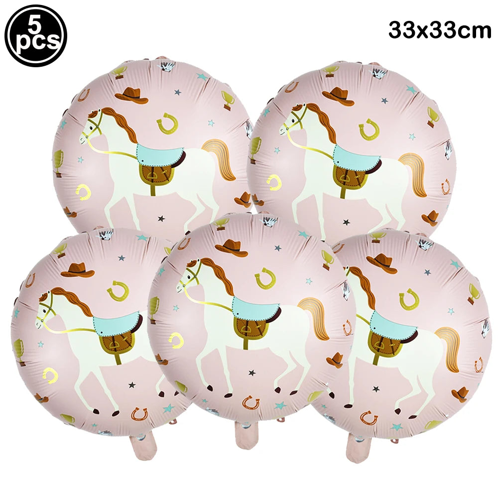 5-Piece Western Cowboy Foil Balloons – Party Decor Set Party Foil Balloons Babs MINT GREEN As show