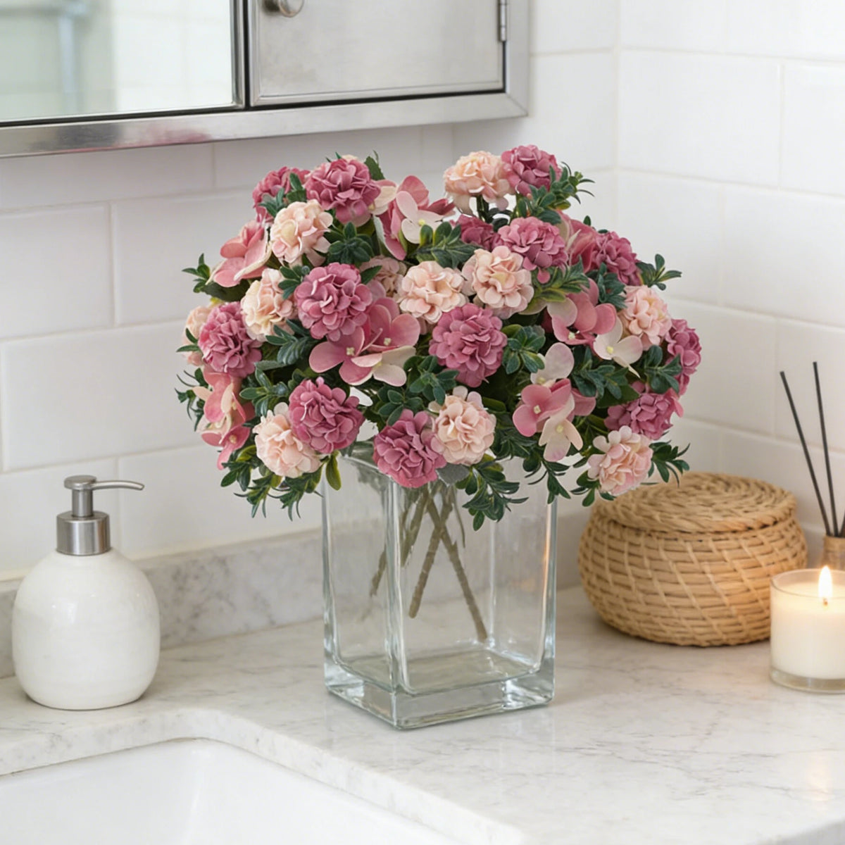 Artificial Silk Peony Rose Hydrangea Bouquet – Wedding Décor Artificial Flower Bouquet Babs
