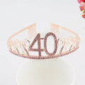 Rose Gold Satin Sash & Crystal Crown Tiara Set – Birthday Party Party Sash & Tiara Set Babs crown 40