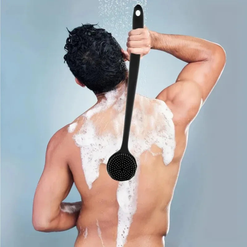 Silicone Bath Brush Long Handle Double-Sided Back Scrubber Bath Scrub Brush Babs