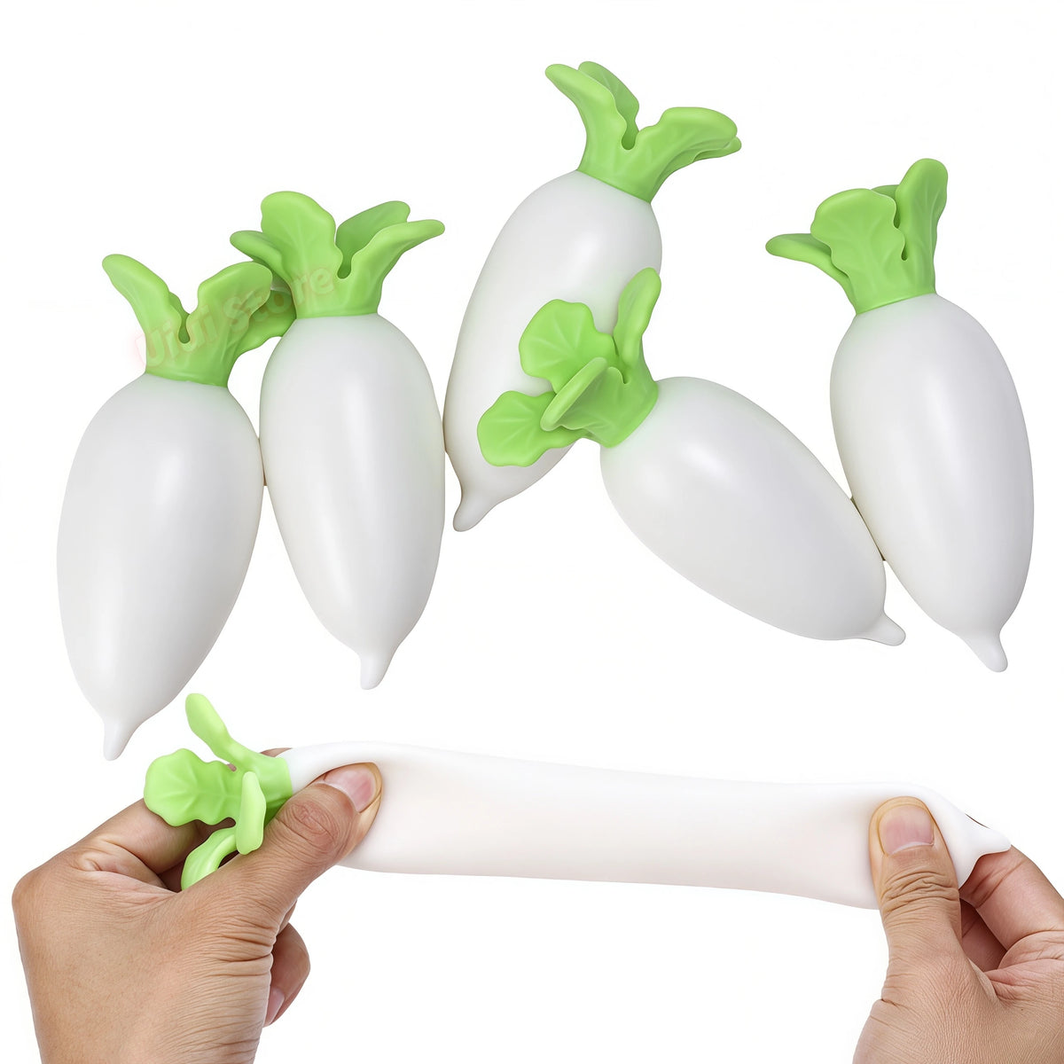 Squishy White Radish Fidget Toy – Desk Decor & Novelty Gift Squishy Fidget Toy Babs