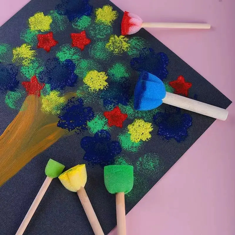 5-Piece Mini Sponge Painting Brush Set for Kids Arts & Crafts Kids Craft Brush Set Babs