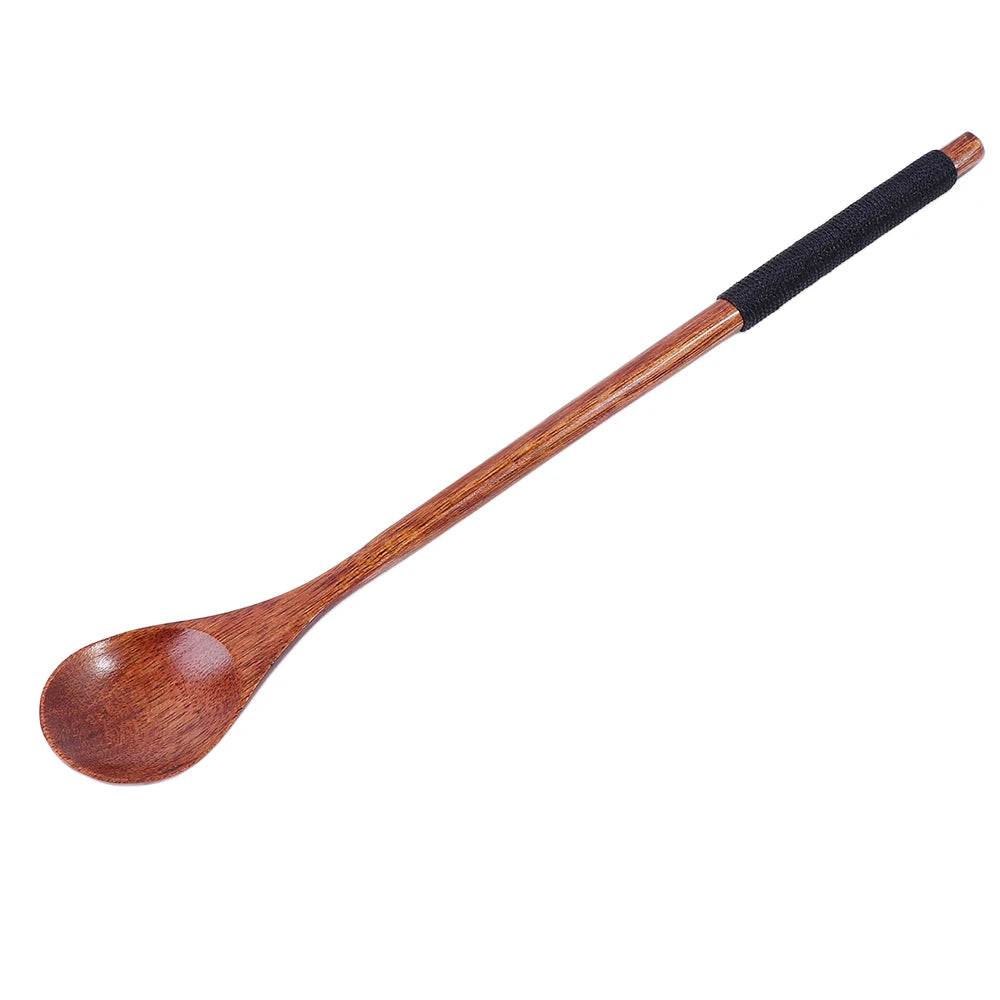 Wooden Long Handle Spoon – Soup, Coffee & Cooking Utensil Wooden Kitchen Spoon Babs A