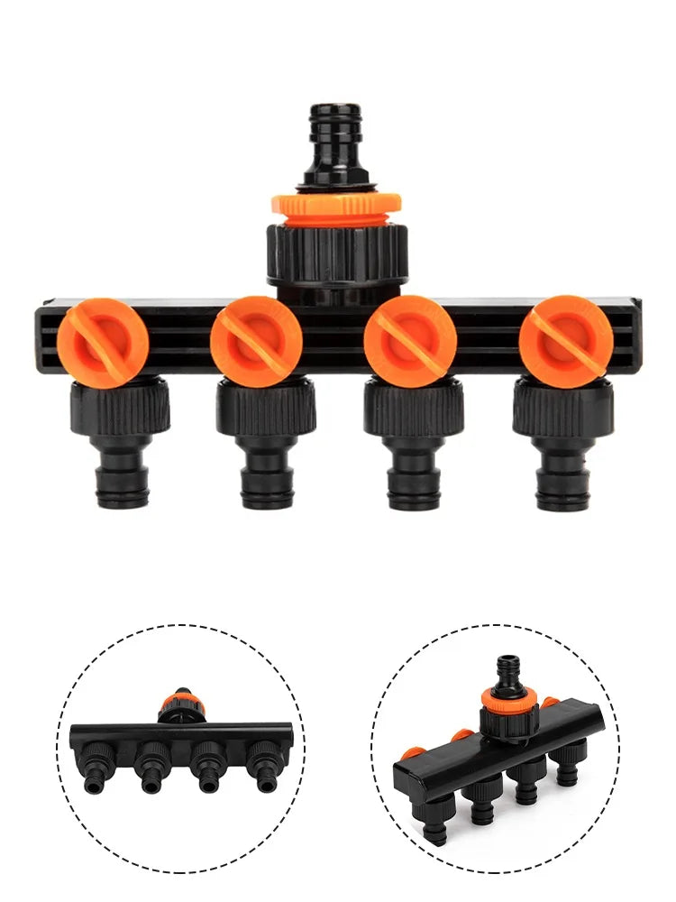 4-Way Garden Hose Splitter & Faucet Diverter with Valves Garden Hose Splitter Babs