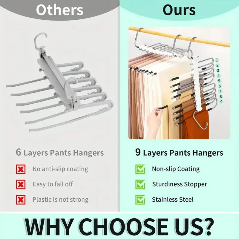 Non-Slip Stainless Steel S-Type Pants Hanger & Closet Organizer Closet Organizer Hanger Babs