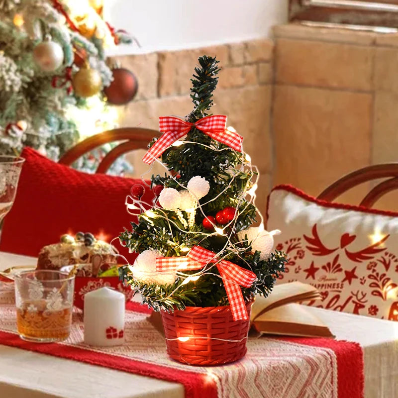 Mini Artificial Christmas Tree with LED Light Balls – Table Decor Tabletop Christmas Tree Babs