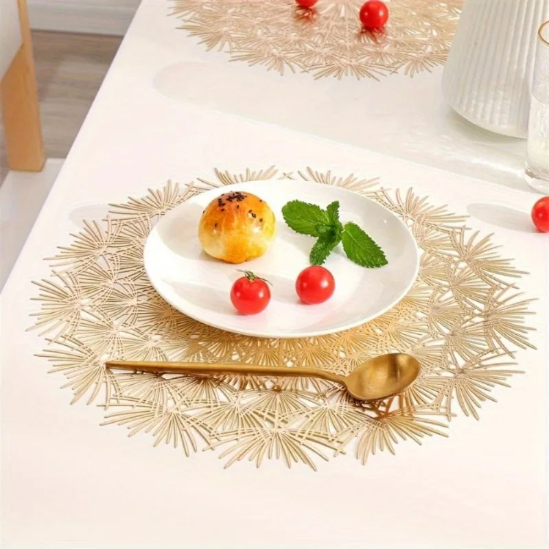 Round Dandelion Lace PVC Placemat – Heat-Resistant Table Mat Decorative Placemat Babs