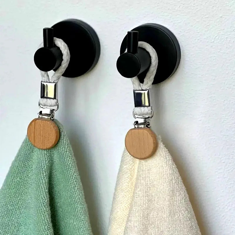 2pcs Braided Cotton Loop Towel Clips – Metal Hanger Clamps Towel Hanger Clips Babs