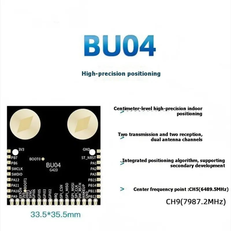 UWB BU04 Dual-Antenna Indoor Positioning Module – 10cm Accuracy UWB Positioning Module Babs
