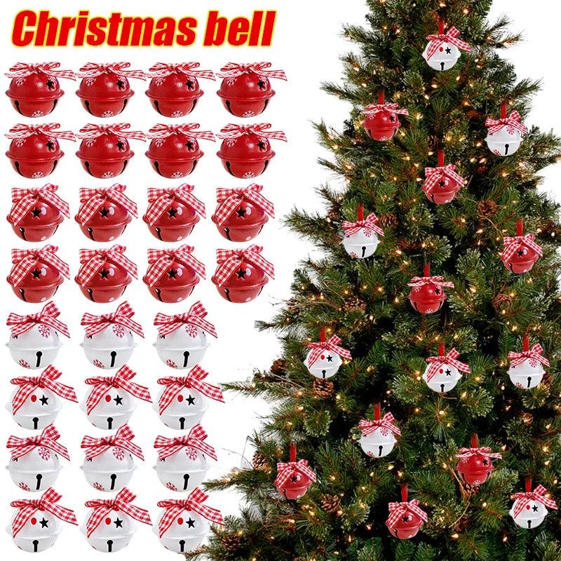 12Pcs Christmas Snowflake Jingle Bell Metal Ornaments Set Christmas Tree Ornaments Babs