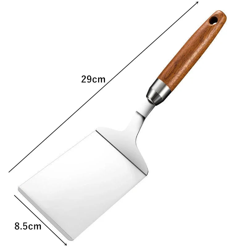 Stainless Steel Square Spatula – Wood Handle BBQ & Kitchen Cooking Spatula Babs Wooden Handle
