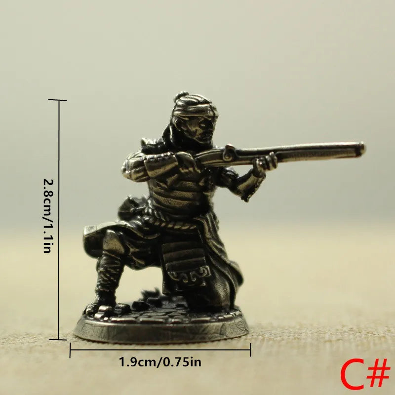 Pure Copper Samurai Musketeer Figure | Japanese Shogunate Model Collectible Metal Figure Babs C
