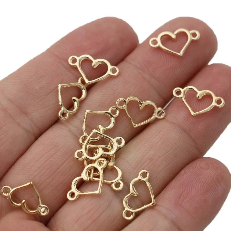 50pcs Silver Plated Heart Charm Connectors – Jewelry Making Jewelry Charm Connectors Babs