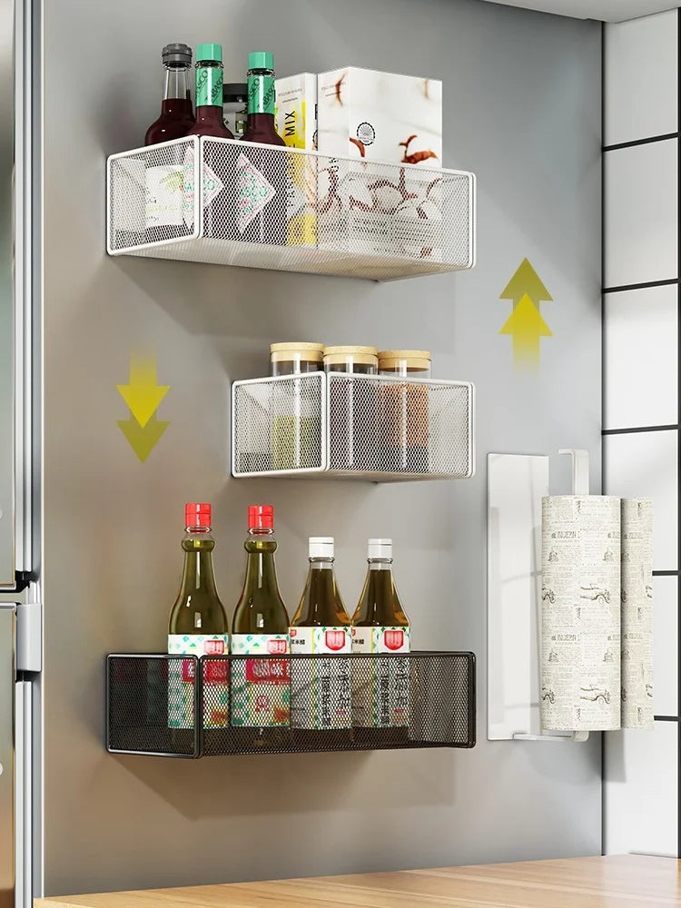 Magnetic Spice Rack Hanging Basket – Fridge & Wall Shelf Magnetic Storage Rack Babs