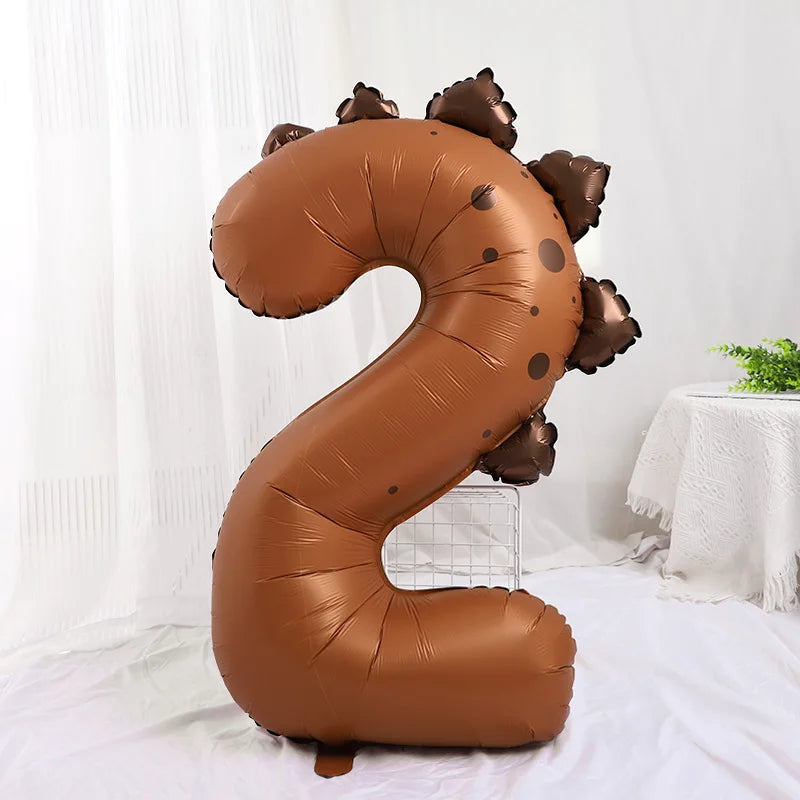 40" Dinosaur Number Foil Balloon – Kids 1st Birthday Party Decor Party Foil Balloon Babs brown-2 40Inch