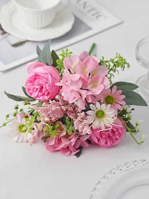 Silk Peony Artificial Flower Bouquet – Wedding & Home Decor Artificial Flower Bouquet Babs Rose Red 1 PC