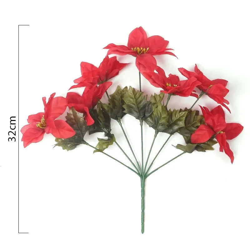 32cm Christmas Silk Carnation Bouquet – Fake Flowers for Home & Wedding Artificial Flower Bouquet Babs