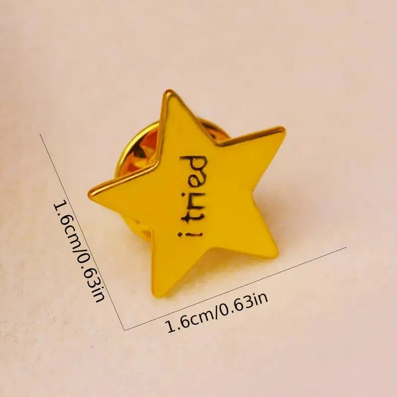 2pcs Star Brooch Pin Letter Pattern Paint Badge Bag Decoration Brooch Pin Set Babs