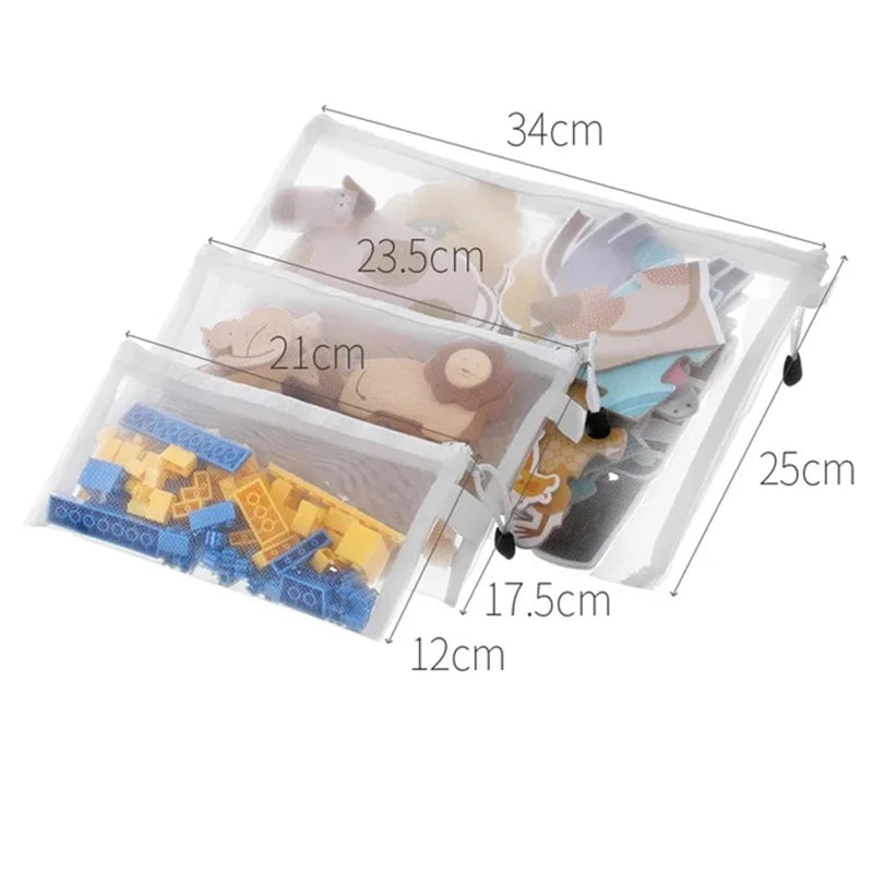 Kids Toy Storage Bags – Transparent Zipper Pouches for Blocks Toy Storage Bag Babs
