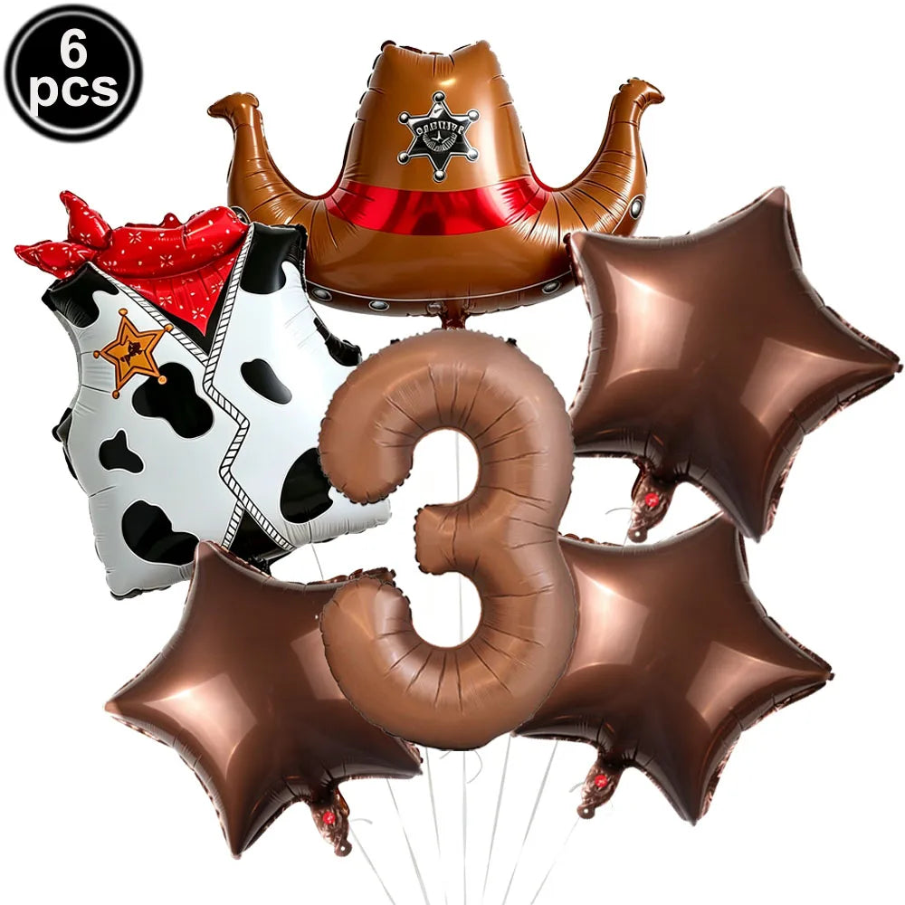 Western Cowboy Foil Balloon Set – 6pc Birthday Party Decor