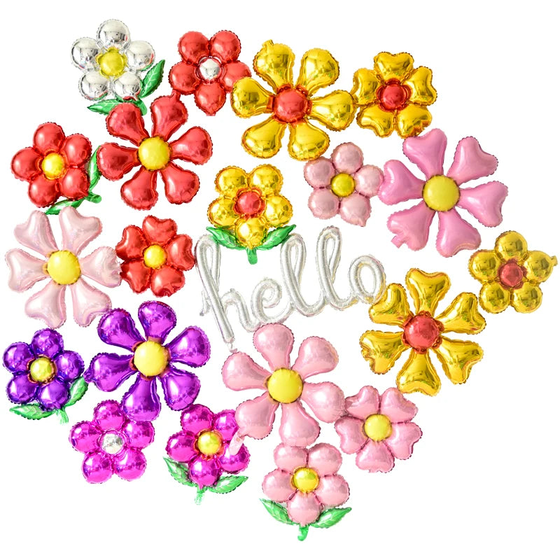 Pink Flower Foil Balloons – Daisy Chrysanthemum Party Décor Foil Party Balloons Babs