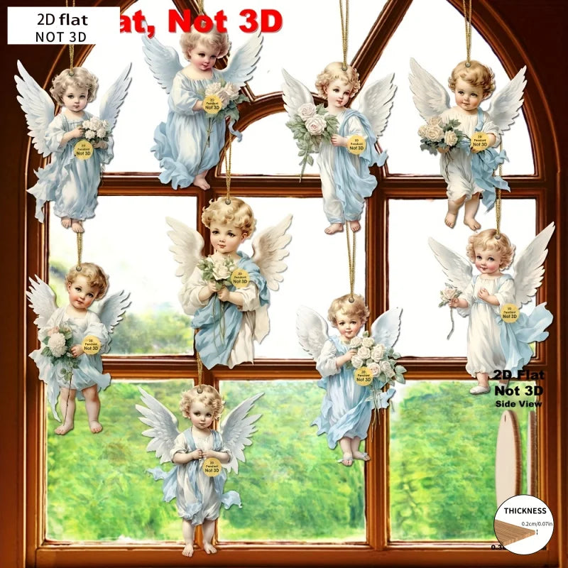 2D Blue Angel Wood Christmas Ornament Set – Holiday Decorations Holiday Ornament Set Babs