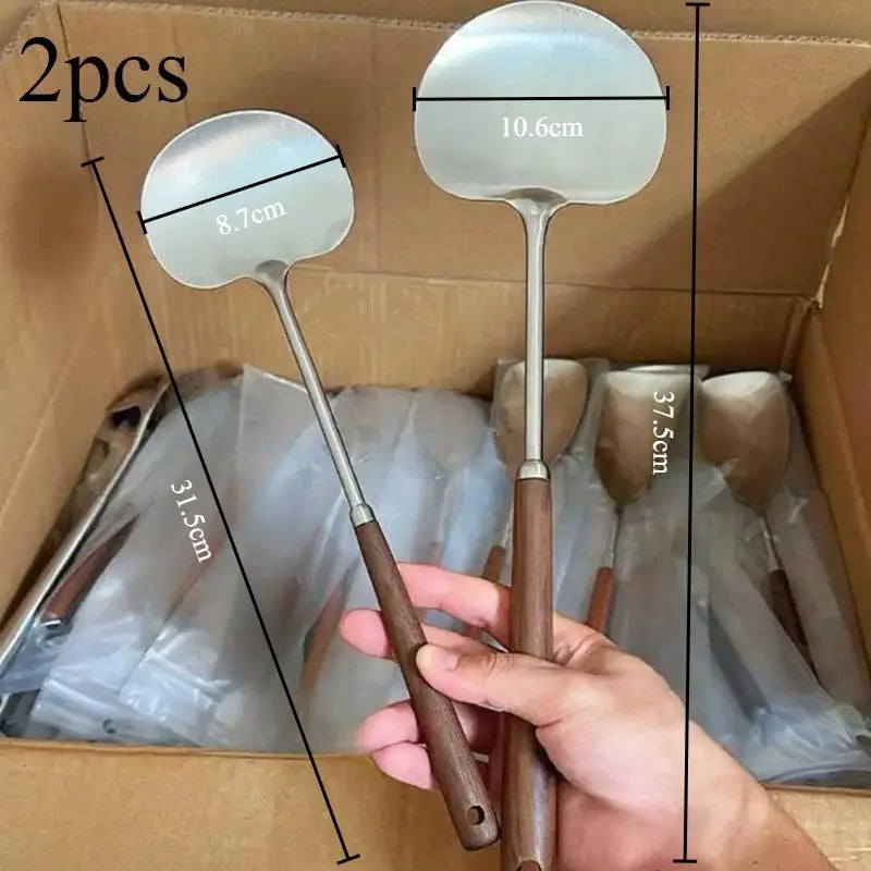 Stainless Steel Mushroom Spatula Set – Wok Turner 2-Piece Kitchen Spatula Set Babs B-2pcs