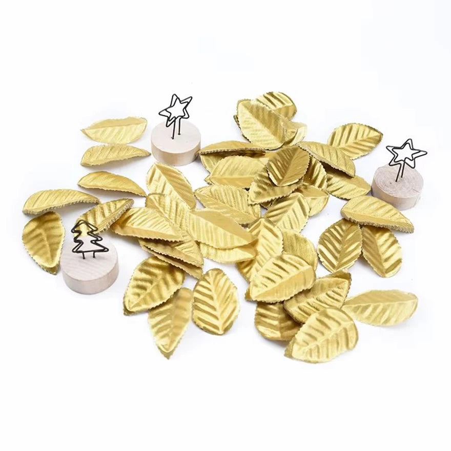 Silk Rose Gold Leaves Artificial Decoration – 50 or 100 Pcs Artificial Flower Leaves Babs