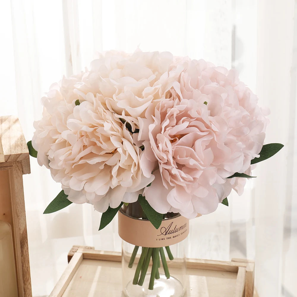 5-Pack Silk Peony Artificial Flowers – Wedding & Home Decor Artificial Flower Bouquet Babs