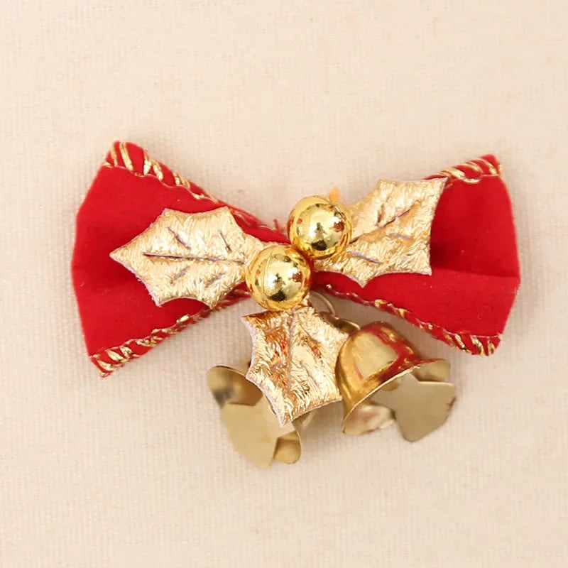 Christmas Bow with Bells Ornament – Tree & Garland Decor Christmas Bow Ornament Babs Red 10PCS